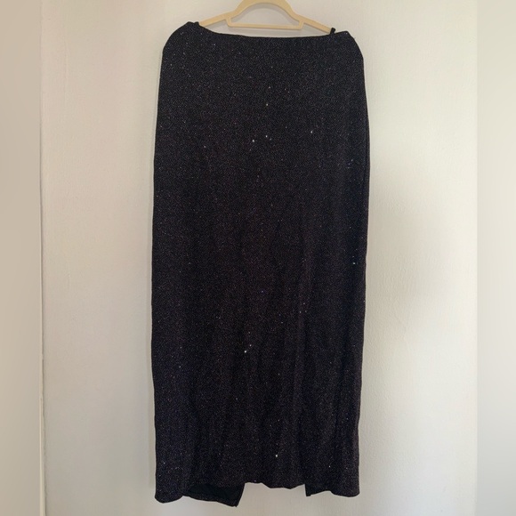 Black sparkle shimmer two piece maxi skirt crop top set - Picture 4 of 5